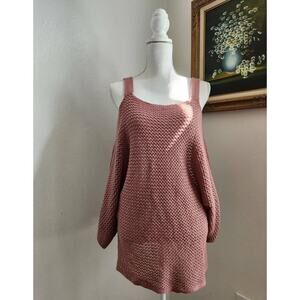Mauve loose knit cold shoulder sweater long length M/L‎